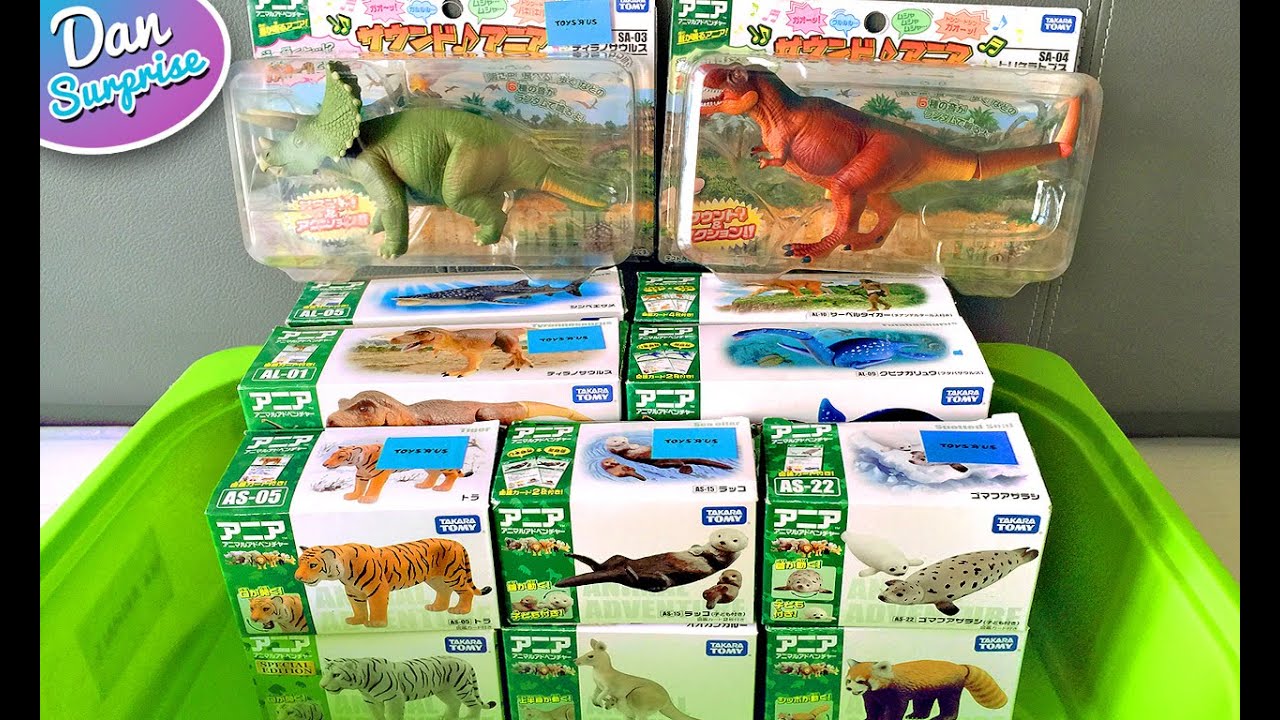 Takara Tomy Animals & Dinosaurs Toys - Lion, Elephant, Seal, T-Rex, Triceratops,  Brachiosaurus, Dog