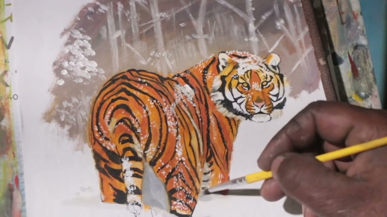 जंगल के राजा की शानदार पेटिंग, tiger art , kotdwara art Uttrakhand art