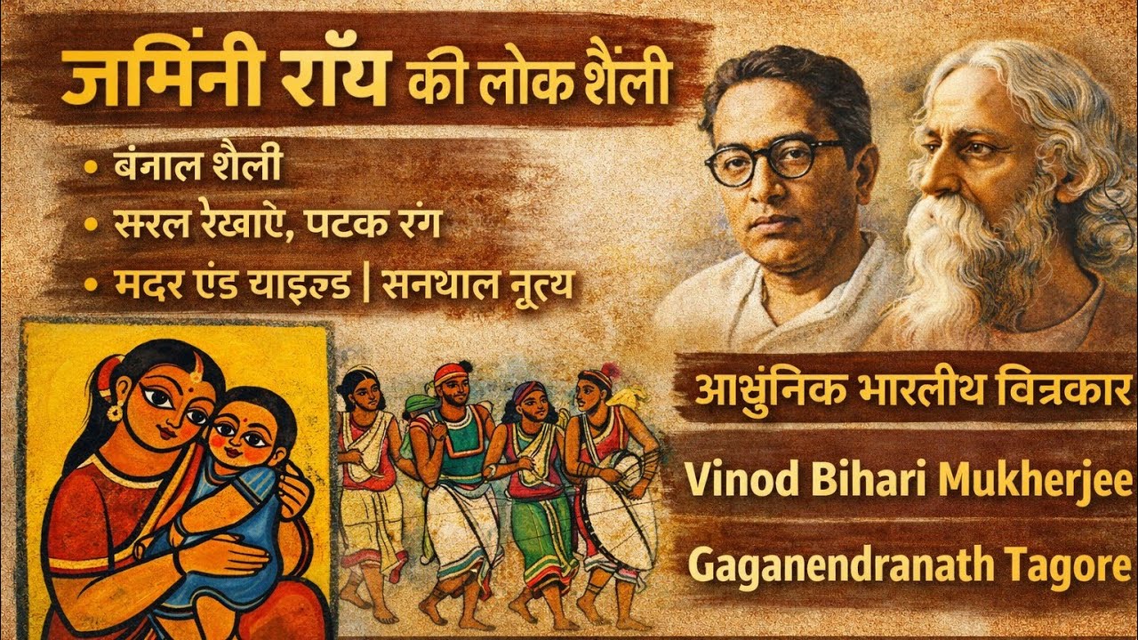 Jamini Roy Folk Art + Vinod Bihari भित्ति चित्र + Gaganendranath Tagore Cubism | UPPSC Art | TGT-PGT