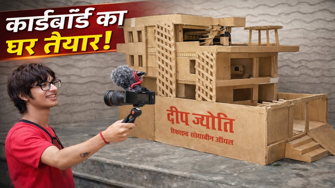 I build a mini house of Sourav Joshi using house complete cardboard DIY @SouravJoshivlogs