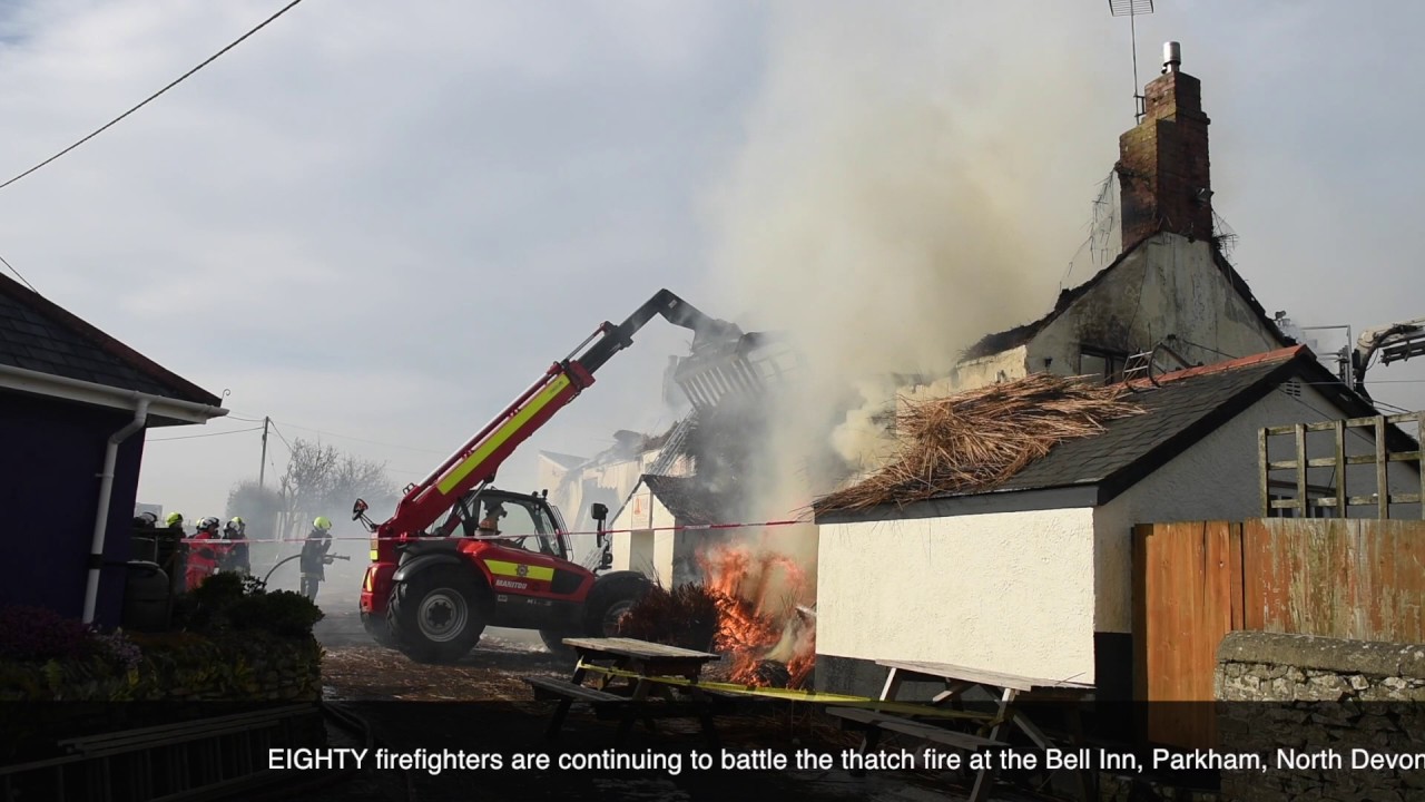 Ancient Pub Burns Down   Parkham, North Devon, UK