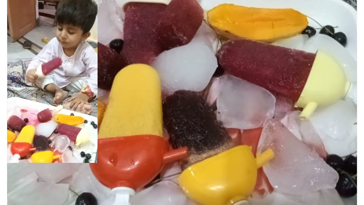 Fruit Popsickle ,home made cherries ,mango and fasa kulfi @nishat kitchen&Remedies