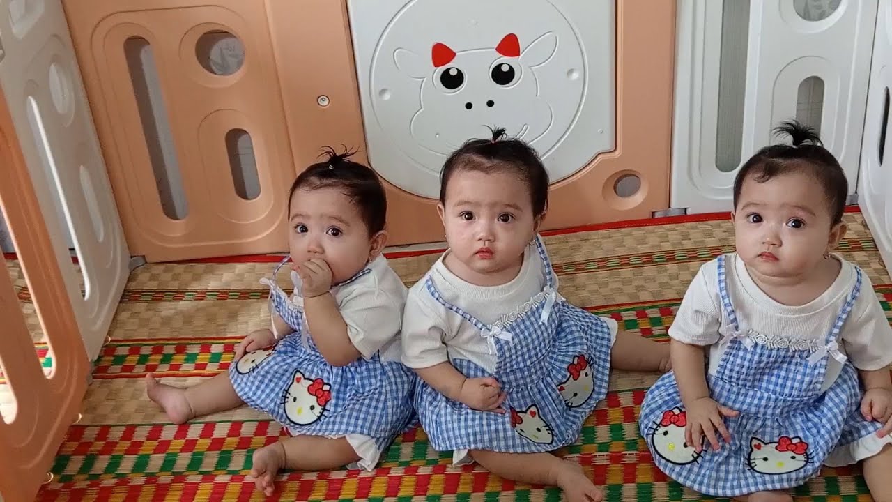 Ba bé sinh ba tập đứng tập nói cùng nhau, càng lớn càng ngoan hơn | BA NÀNG TIÊN