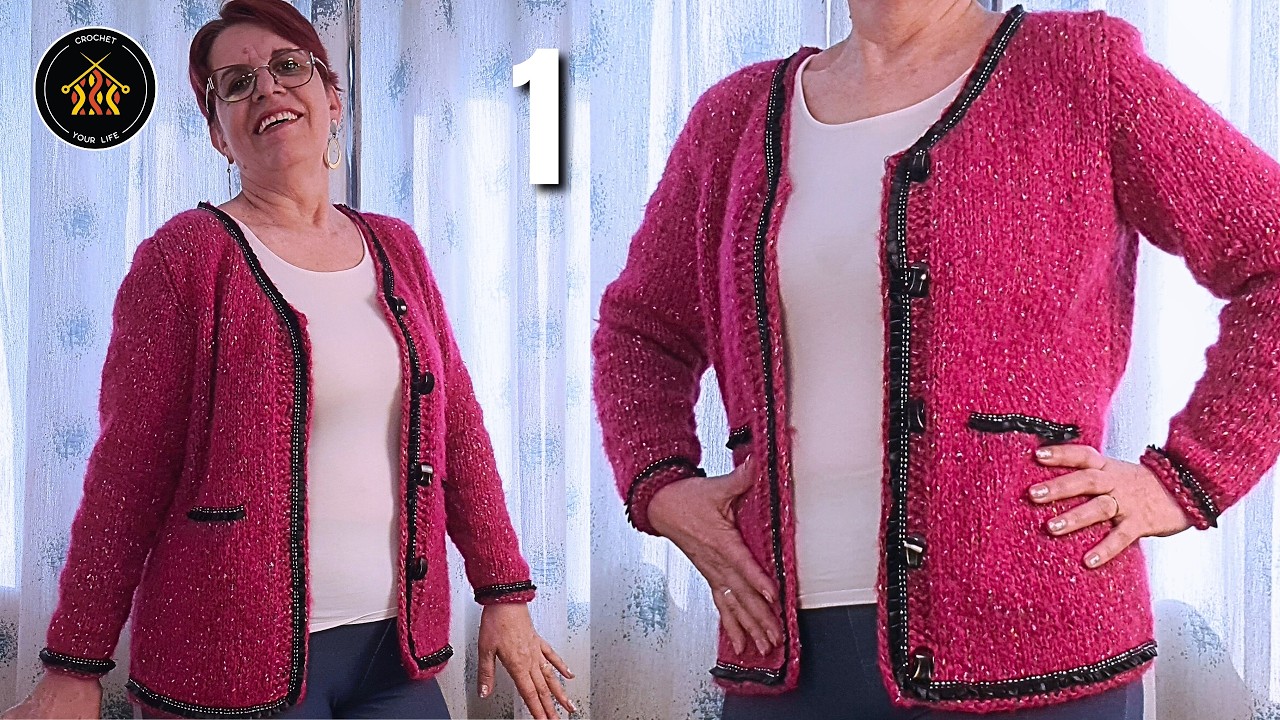 Cum Tricotam Jacheta Rosa - Parea 1 - Cardigan Dama Pas cu Pas