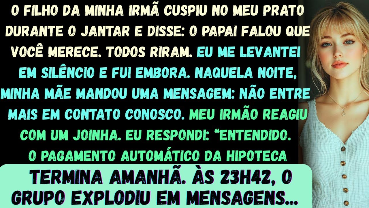 O filho da minha irmã cuspiu no meu prato durante o jantar e disse: O papai disse que você merece...