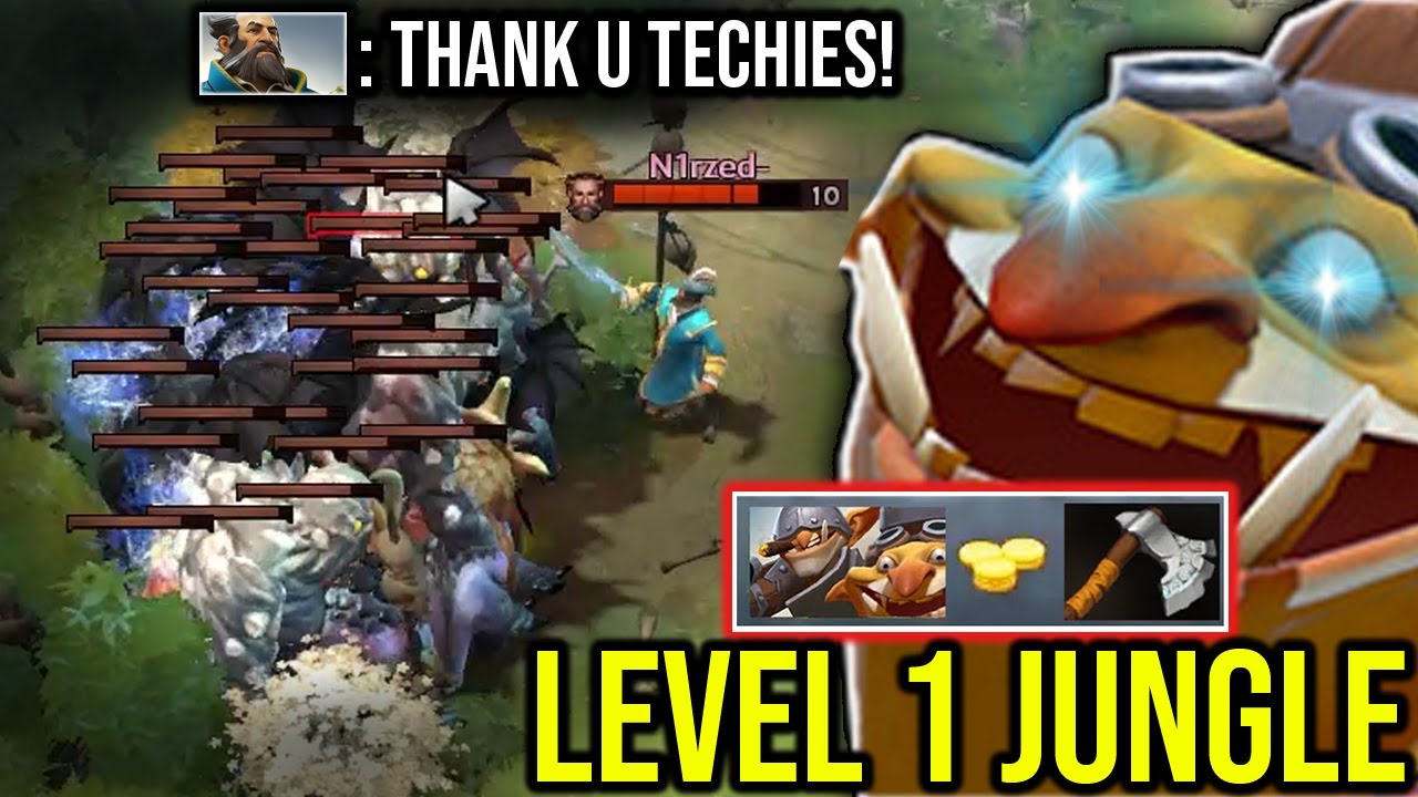 Techies Jungle Ancient Camps!!! WTF the Kunkka want to Steal the Farms!!