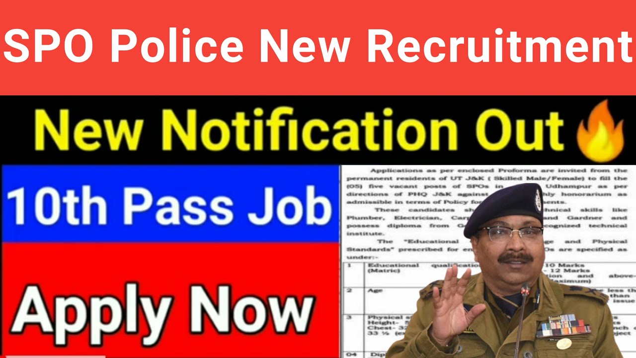 SPO Police New Recruitment 2021 || Fresh Notification Out || 10th Pass Job Apply Now