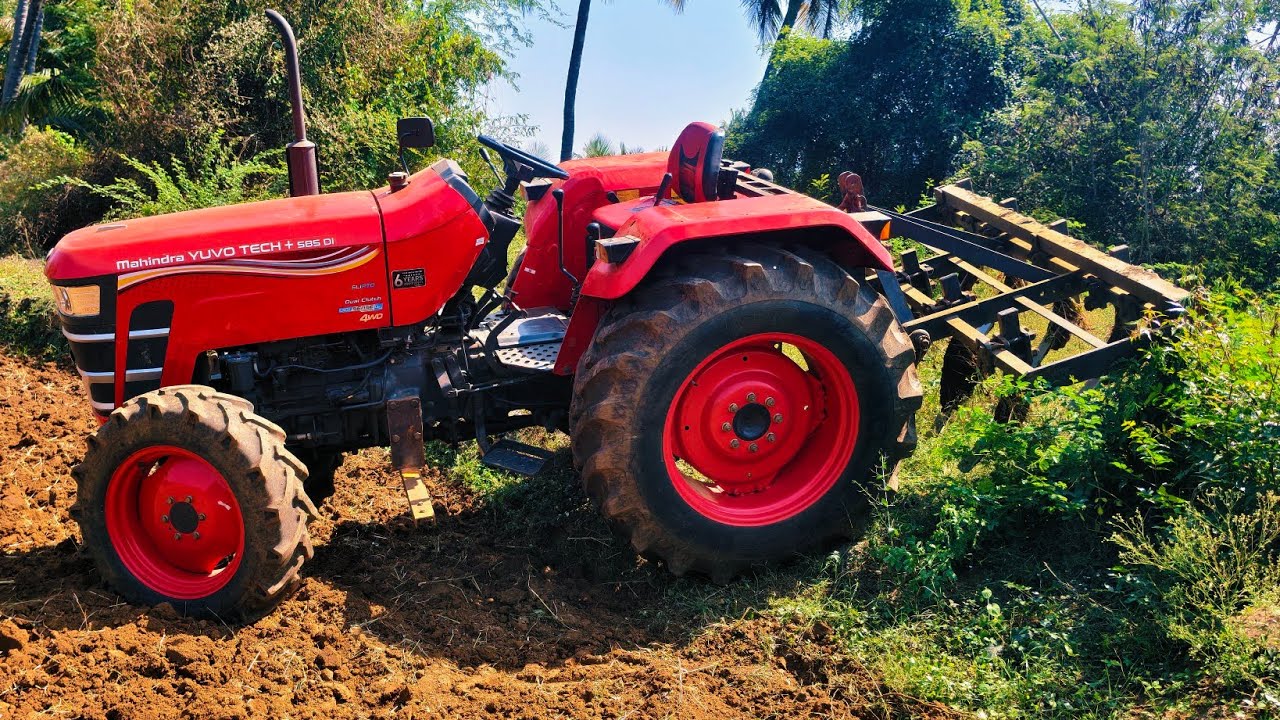 Mahindra yuvo tech Plus 585 4wd tractor Goes to 9 point cultivator performance in solam farmland 