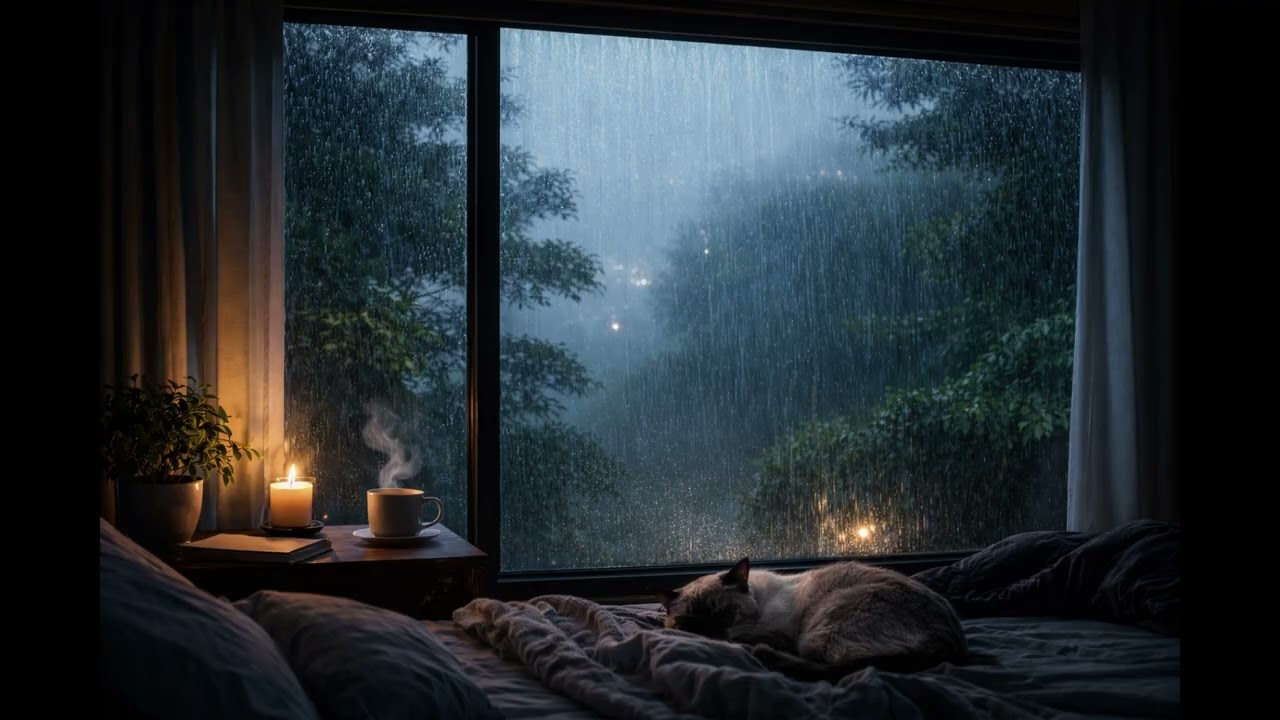 力強く降り続く雨音と空気A｜Heavy Rain（2時間） Powerful Heavy Rain & Air Ambience (2 Hours)