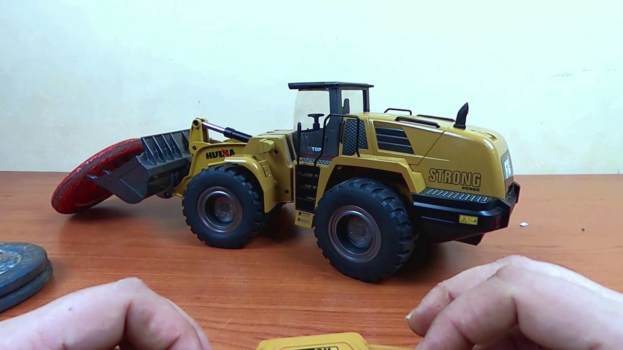 Huina 583 1583 Unboxing TEST 4WD Bulldozer Full Metal Wheel Loader Excavator Shovel RC Edition