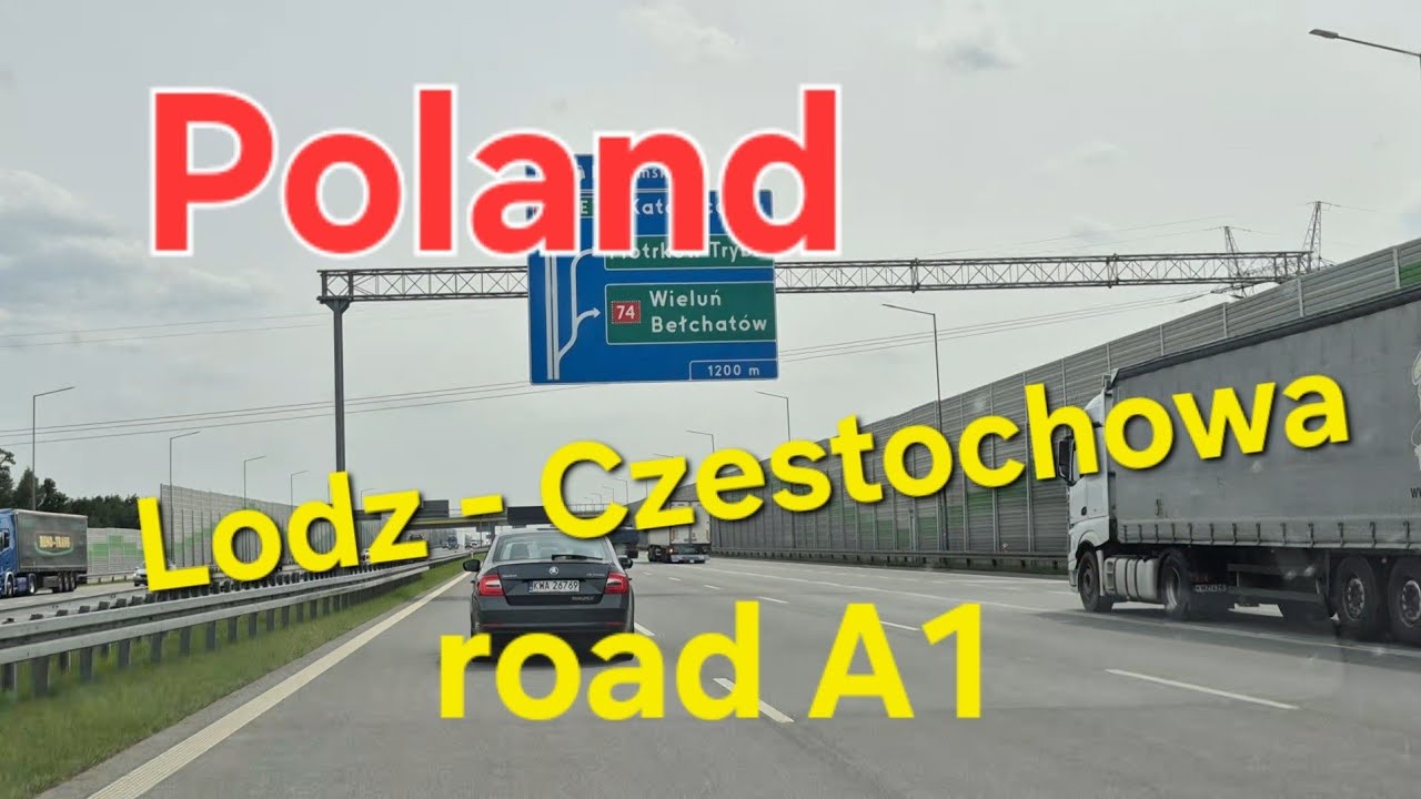 By car in Poland. Road to the Czech Republic. Driving in Poland. Lodz to Chestakhov. Autostrada A1