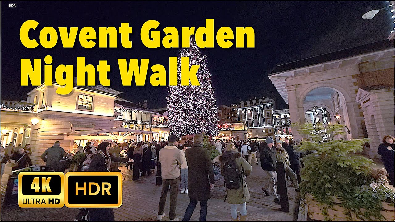 Covent Garden Night Walk 4K HDR | London Christmas Market POV | Real Sounds (No Talking)