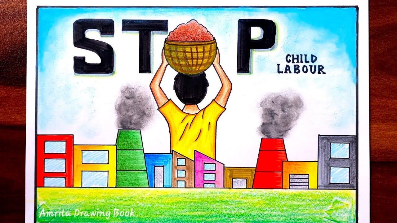 Stop Child Labour Drawing | World Day against Child labour Poster Drawing |Child Labour Drawing easy
