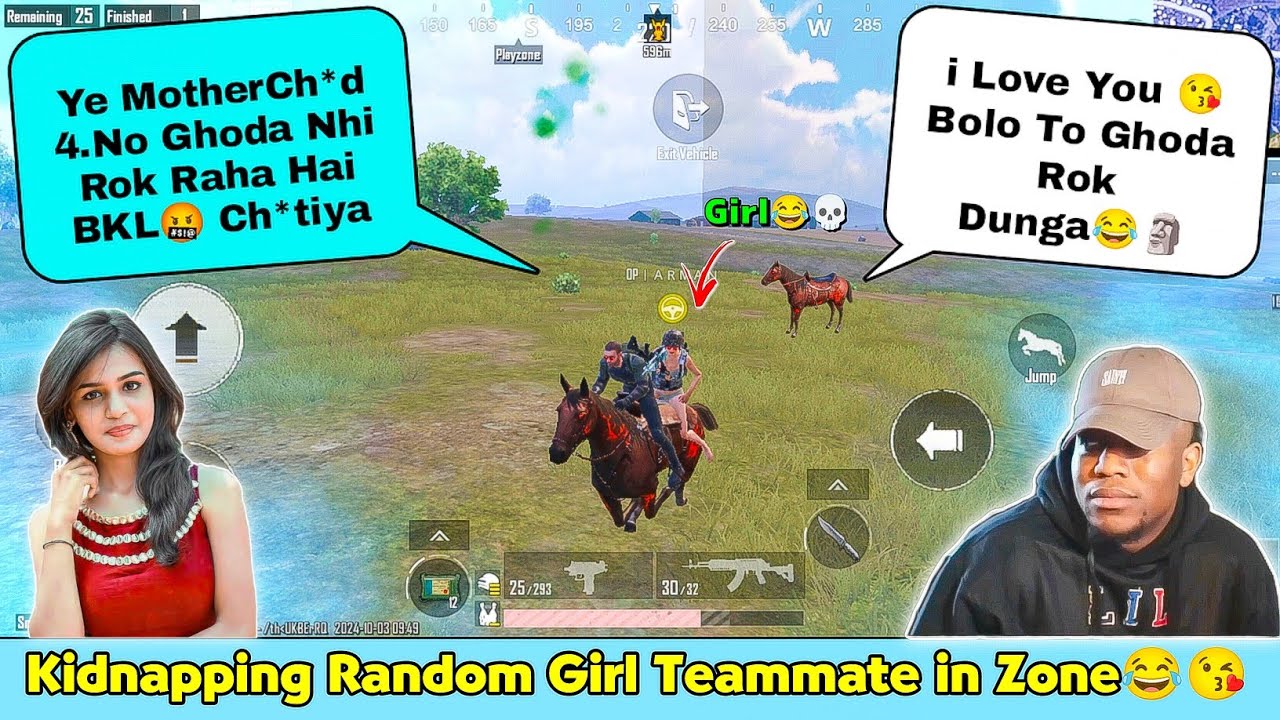 KIDNAPPING RANDOM GIRL WITH HORSE IN ZONE 😂😈|| TROLLING RANDOM TEAMMATES😂|| BGMI FUNNY & WTF MOMENT