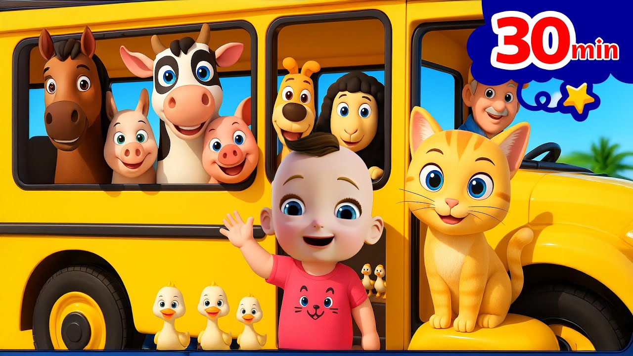 Wheels on The Bus Song (Animal Version)+ More Nursery Rhymes & Kids Songs | BabaSharo Nursery Rhymes