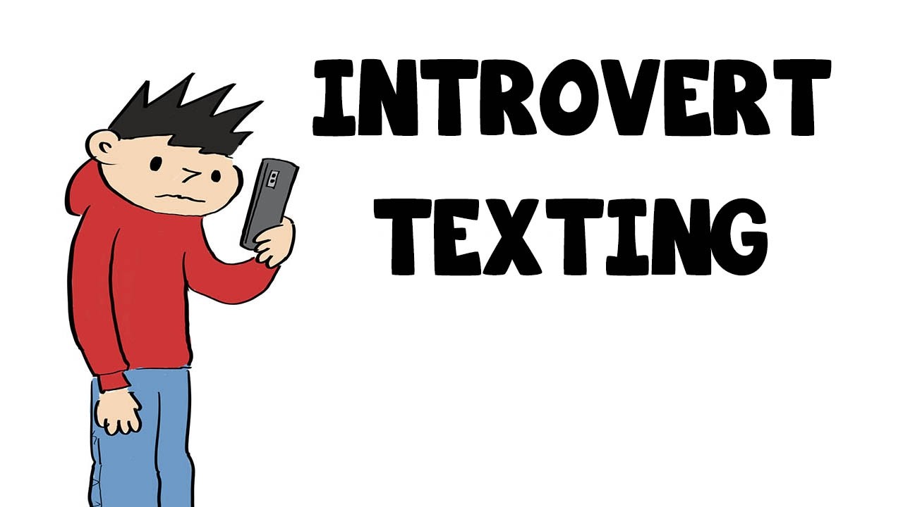 Introvert cartoon - socially awkward misfit using messenger / whatsapp