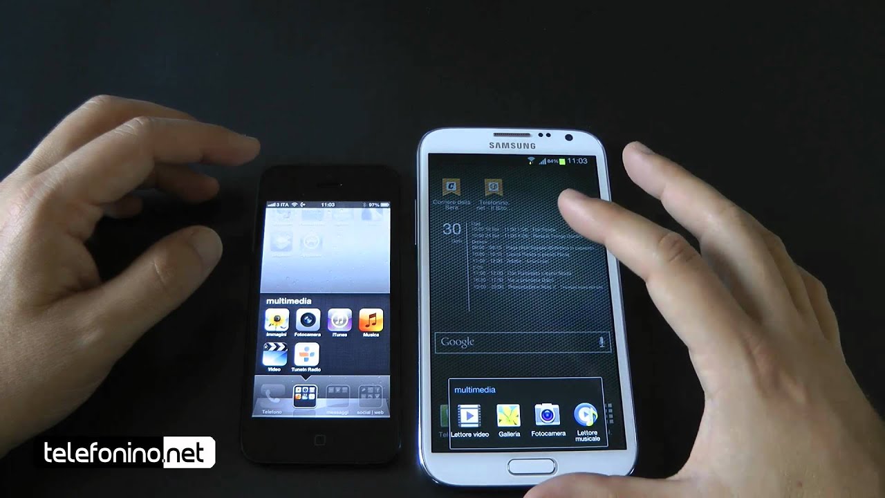 Apple iPhone 5 versus Samsung galaxy Note 2 da Telefonino.net