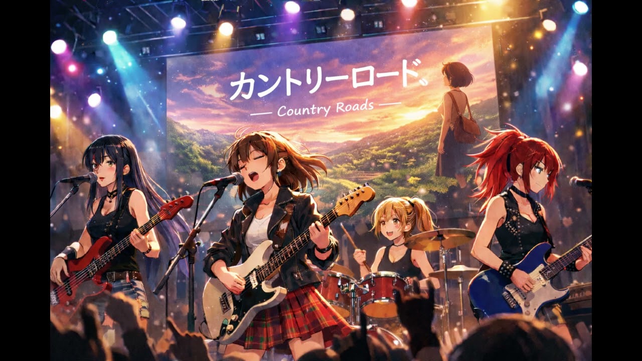 「カントリー・ロード」をAIガールズロックバンドがカバーしてみた【耳をすませば / 本名陽子】【Whisper of the Heart / Yoko Honna】