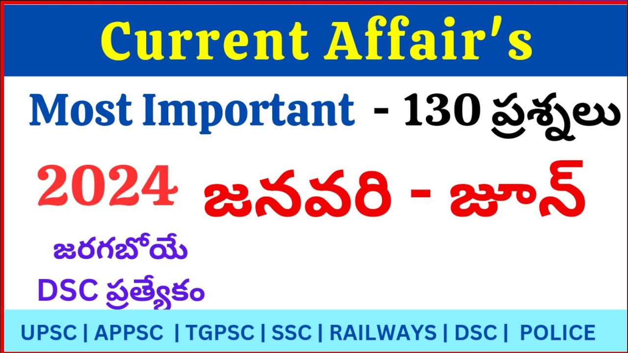 2024 January - June Current Affairs Most Important  #dynamicclasses #currentaffairstoday