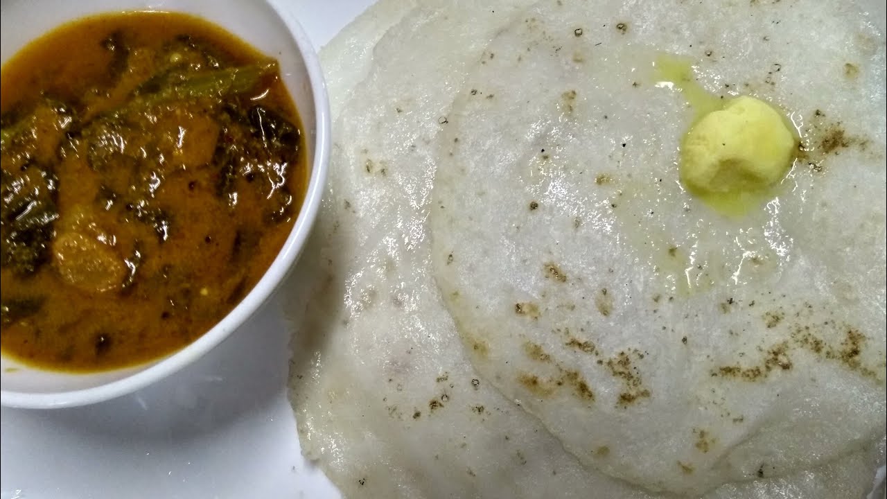 Havyaka Brahmin Style Akki rotti and Basale(Spinach) Curry. ಅಕ್ಕಿ ರೊಟ್ಟಿ ಹಾಗೂ ಬಸಳೆ ಬೆಂದಿ.