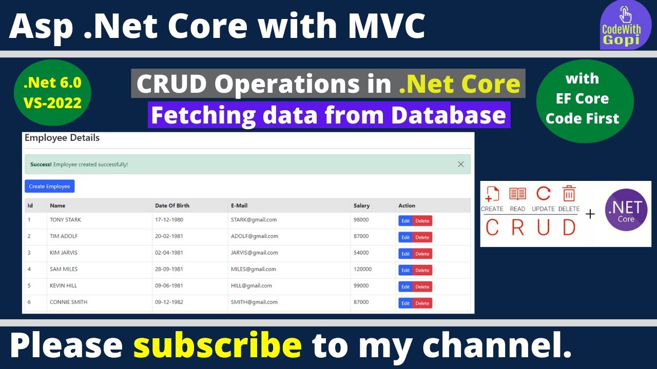 🔍Отображение данных из базы данных в ASP.NET Core MVC | EF Code First в Visual Studio 2022 (пошаг...