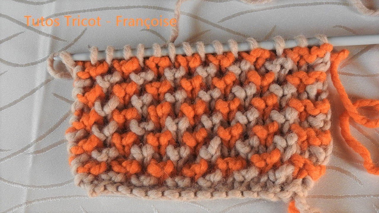 Tuto Tricot Côtes Anglaises Contrariées avec 2 couleurs | Mailles à l'endroit et mailles doubles