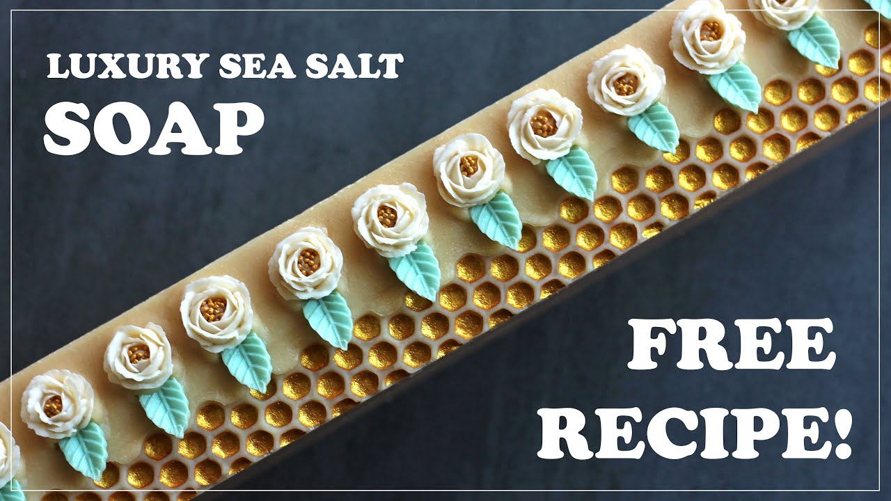FREE RECIPE! Luxury Aloe Sea Salt CP SOAP! Oatmeal, Milk & Honey ~ Impression Mat ~ Piped Roses, DIY