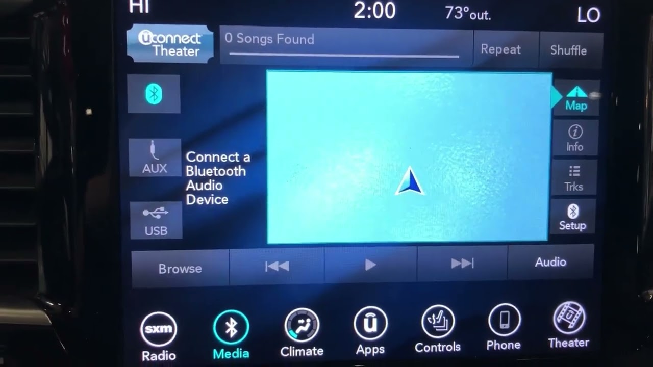 2018–2021 JEEP / CHRYSLER / RAM / DODGE NAVIGATION, ПОКАЗЫВАЮЩИЙ АВТОМОБИЛЬ В ОКЕАНЕ