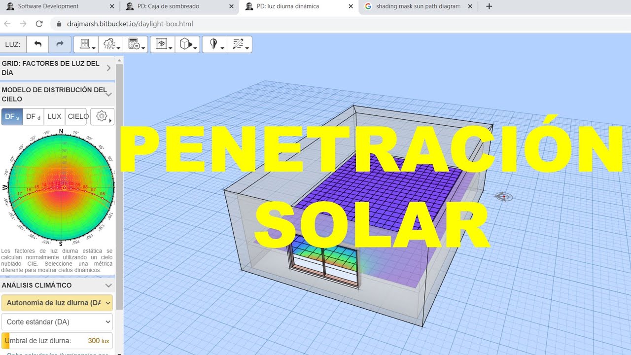 Mascara de sombras / penetración solar / carta solar estereográfica