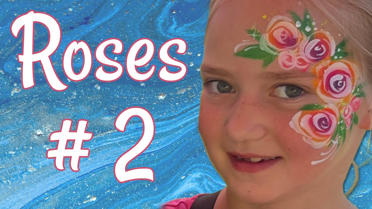 Face Painting Roses- Part 2: Easy and Fast Classic Line work ROSE flower makeup tutorial