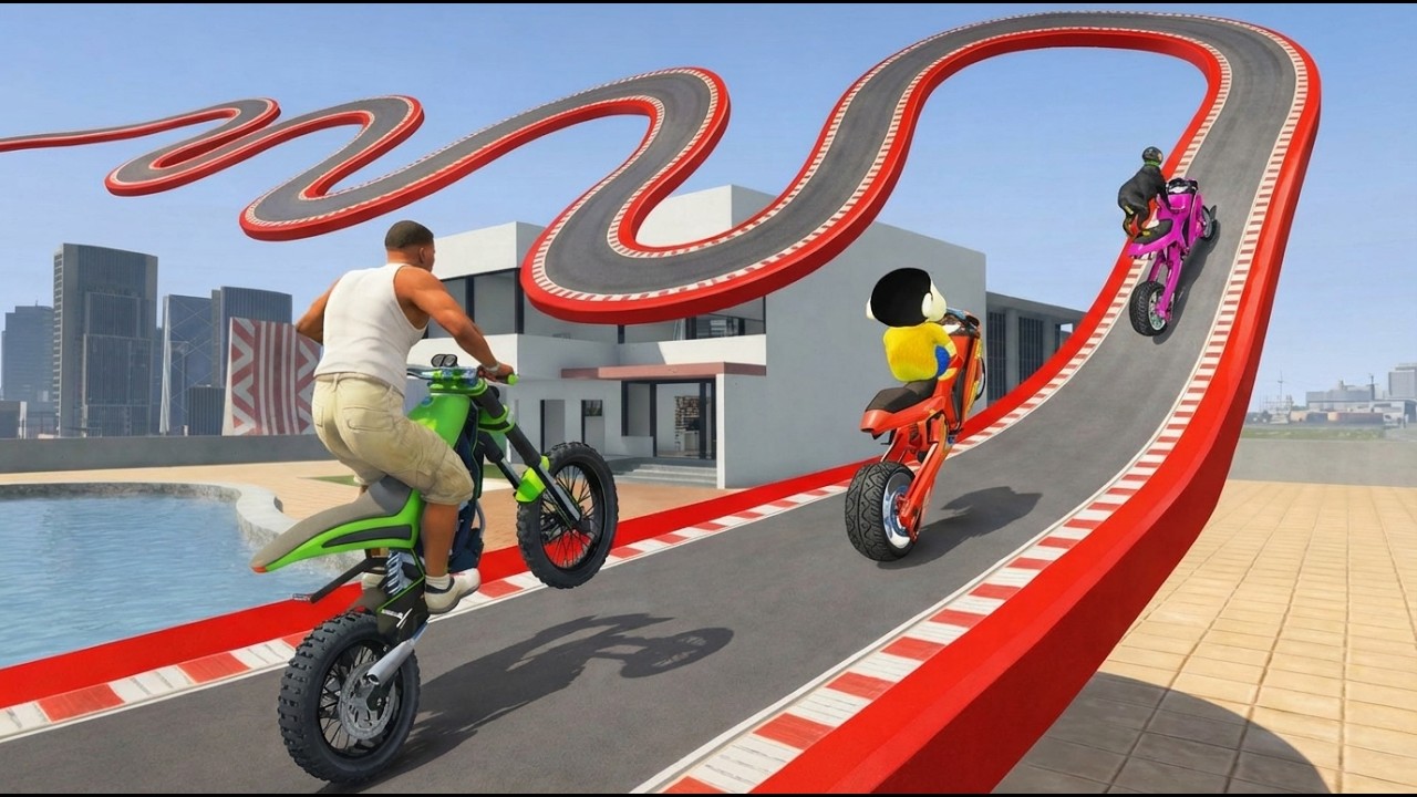 Franklin Attempts the Impossible Hardest Mega Ramp Ever In Indian Bike Driving 3D