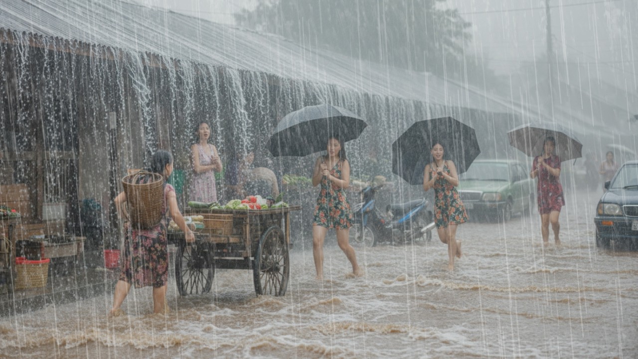 МОЖЕТЕ ЛИ ВЫ С ЭТИМ СПРАВИТЬСЯ? ⛈️ Сильный дождь и сильный ветер в сельской местности Индонезии | Зв