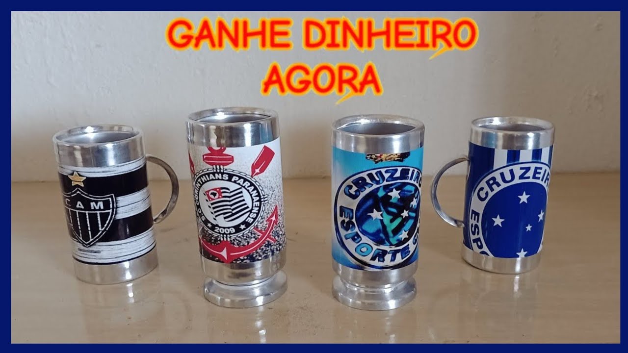 COMO FAZER UMA CANECA DE LATINHA DE CERVEJA | taça do CORINTHIANS | passo a passo completo.