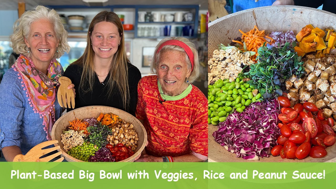 Plant-Based Big Bowl with Veggies, Rice and Peanut Sauce!