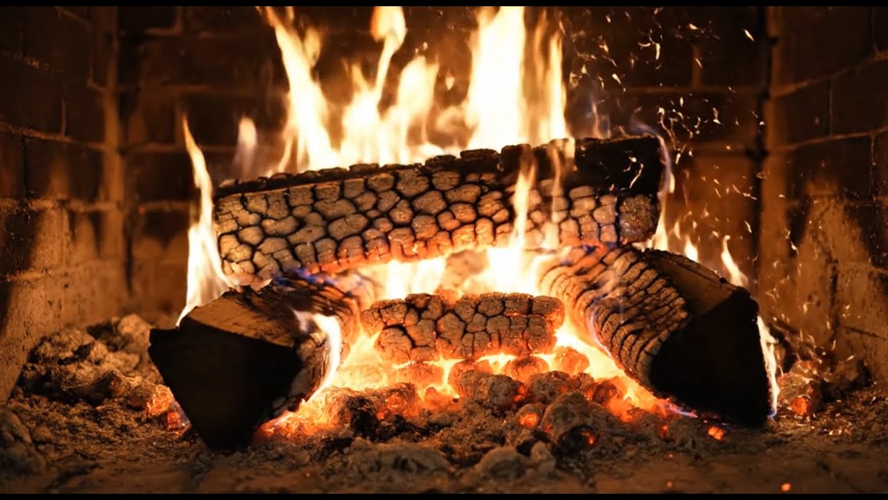Cozy Fireplace 4K with Crackling Fire Sounds (1 Hour) - Relaxing Ambience for Sleep & Study