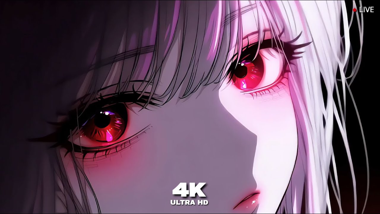 1 Hour Loop - [4K HD] - Glowing Anime Girl Eyes - Live Wallpaper & Screensaver