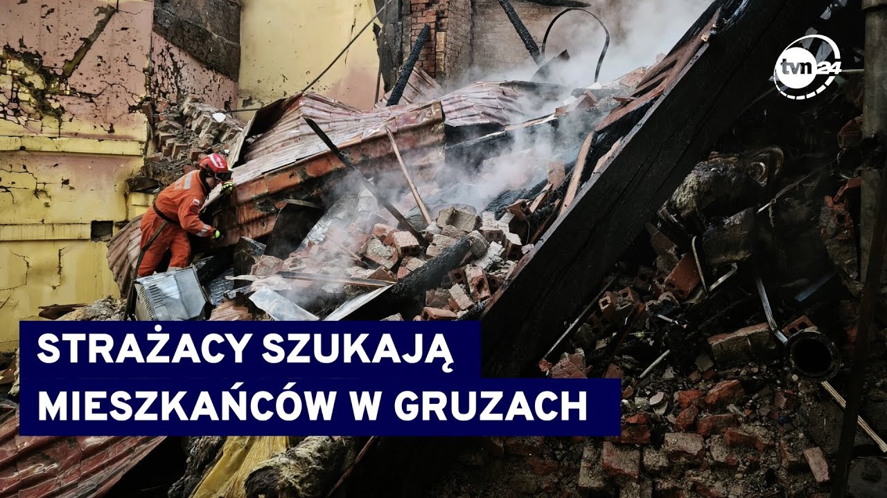 Trwają przeszukiwania gruzowiska zawalonej kamienicy w centrum Cieszyna 