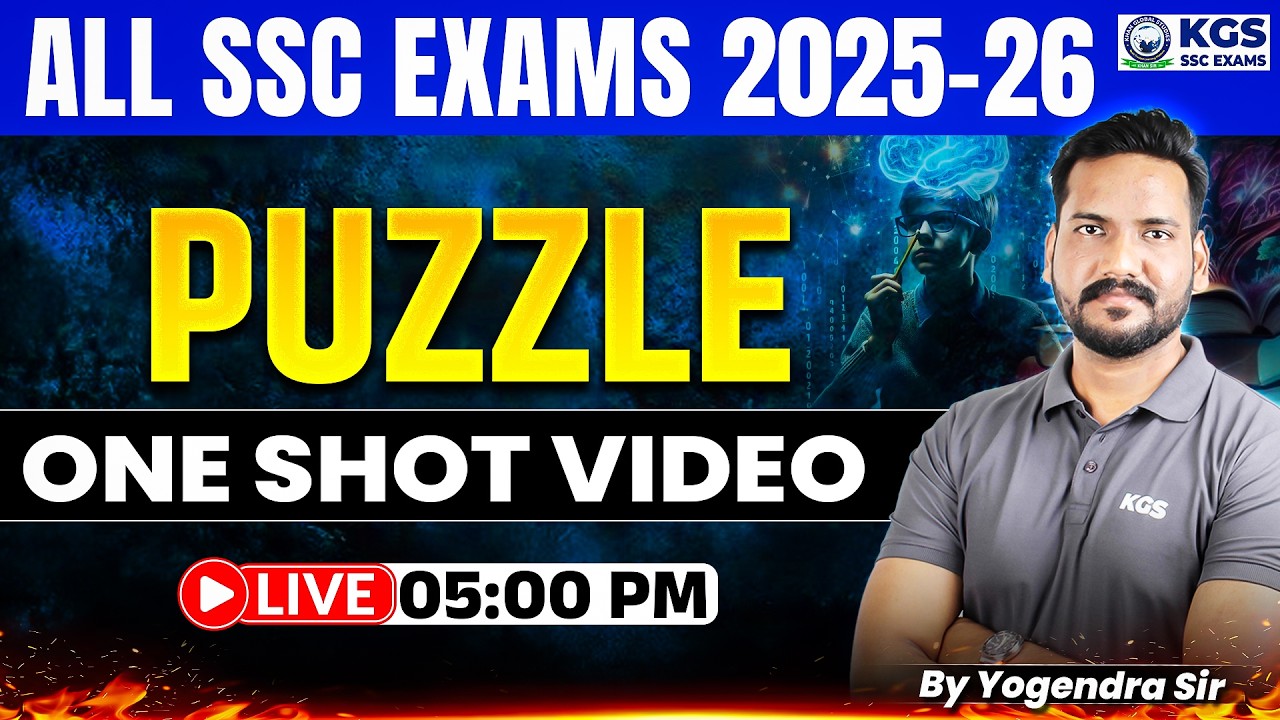 Reasoning Puzzle One Shot Video | Reasoning for All SSC Exams 2026 | by Yogendra Sir | KGS SSC Exams