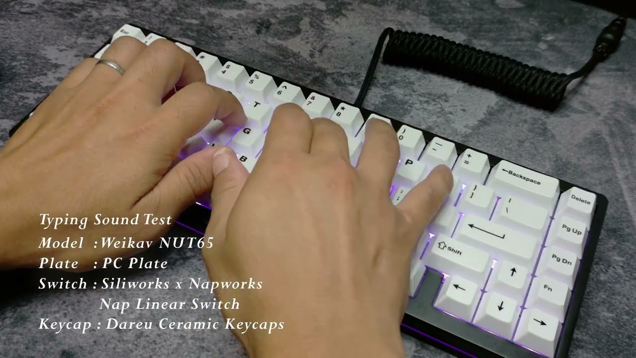 Typing Sound Test│Weikav NUT65 （PC Plate）/ Siliworks x Napworks Nap  / Dareu Ceramic Keycap│#ASMR