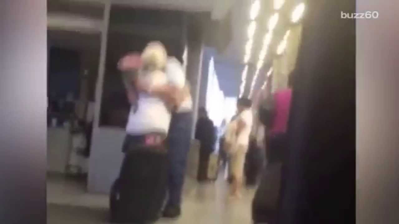 Video of senior couple's emotional airport reunion goes viral