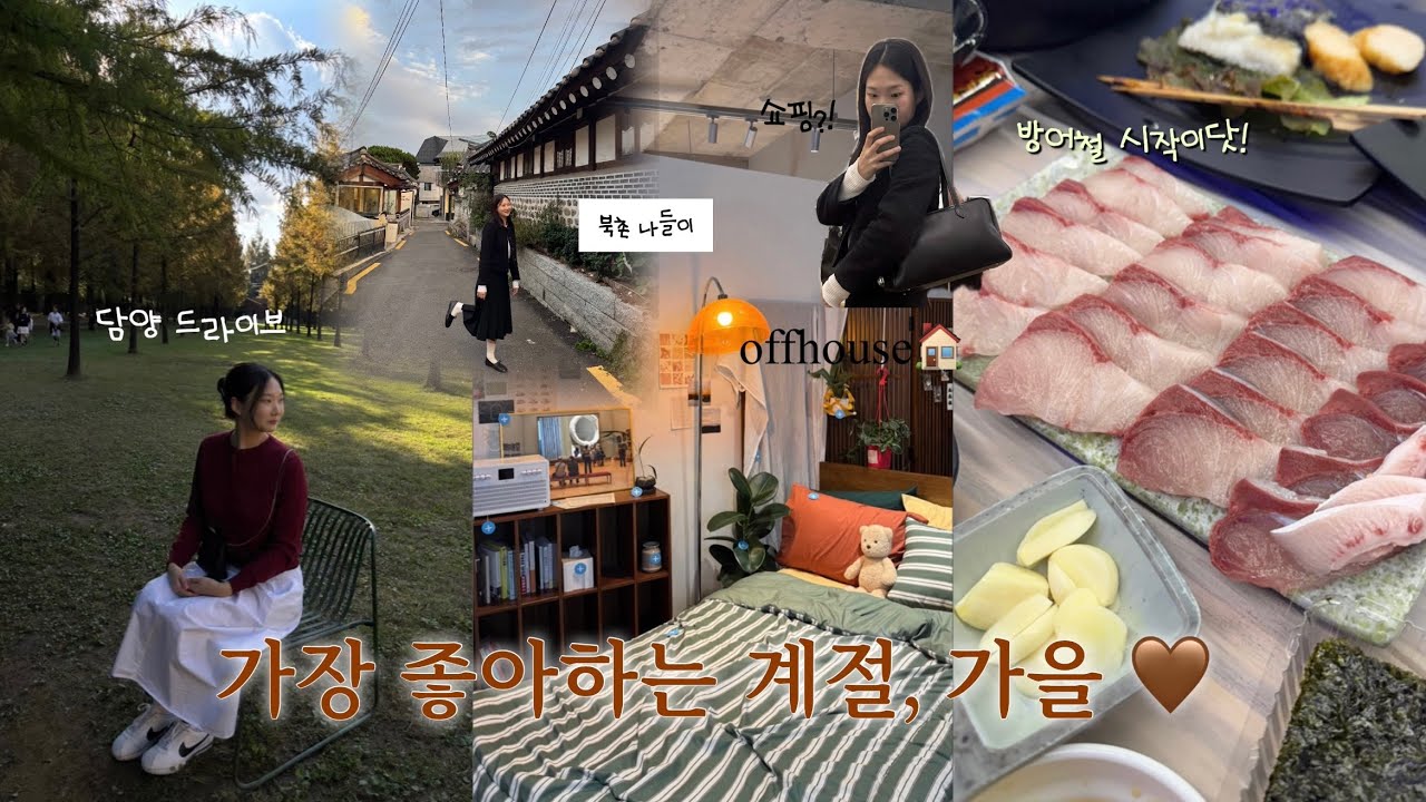 가을 일상 브이로그 | 담양 드라이브 | 김제 고기팜바베큐 | 북촌 offhouse | 방어철 시작 🤍 | 모닝 러닝 3km