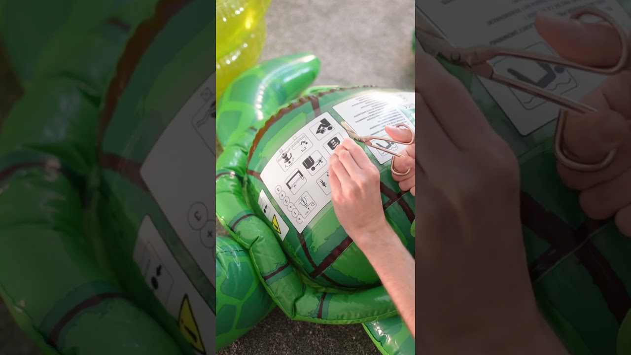 Removing warning labels from PlayTive Inflatable tutrle Ride-on 