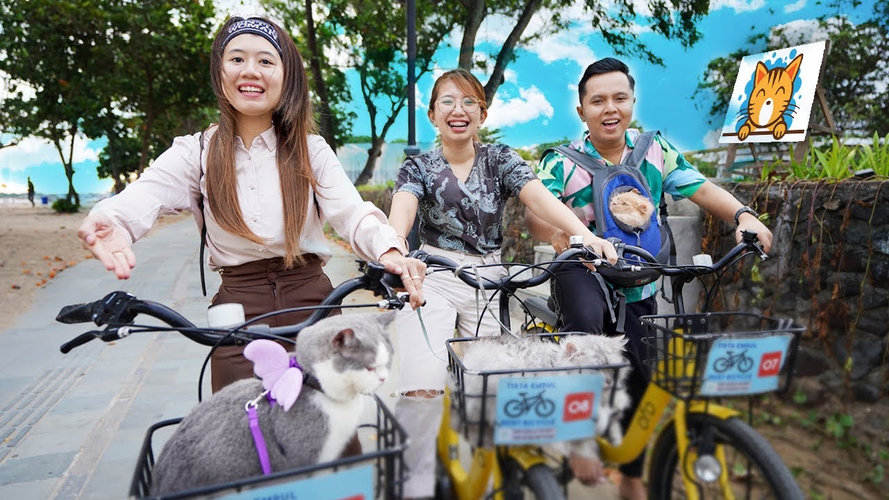 JALAN - JALAN KE PANTAI BARENG CIKU, BOO DAN PAM PAM KUCING!! NAIK SEPEDA MALAH KABUR!!