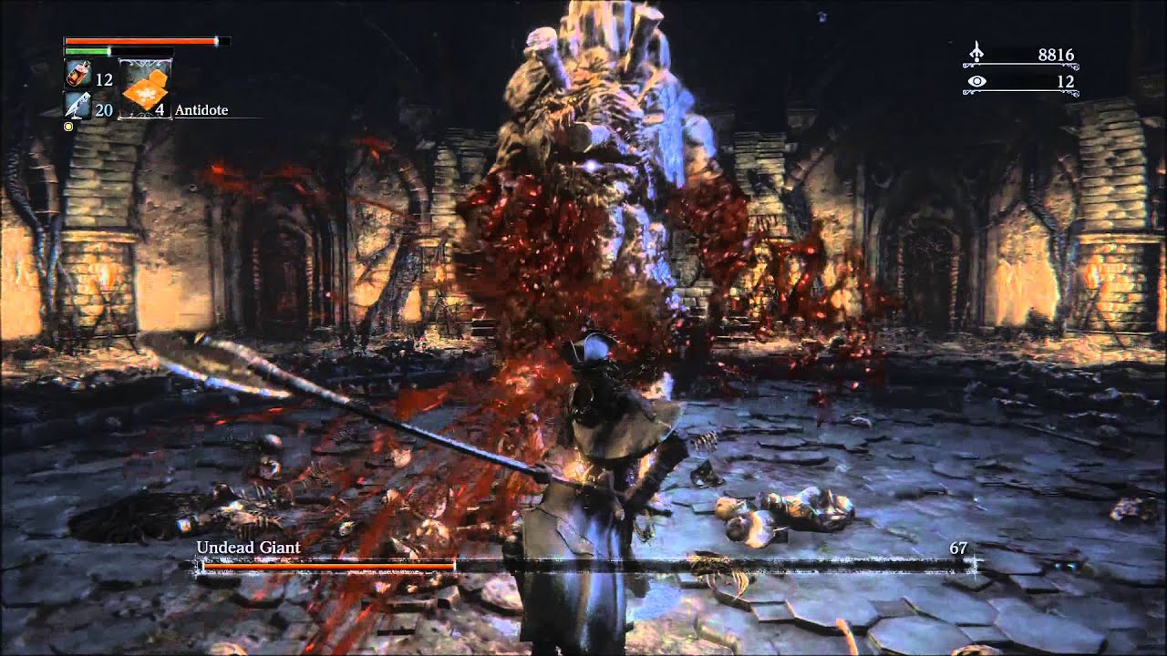 Bloodborne - Pthumerian Labyrinth Level 1 - Undead Giant Boss Kill