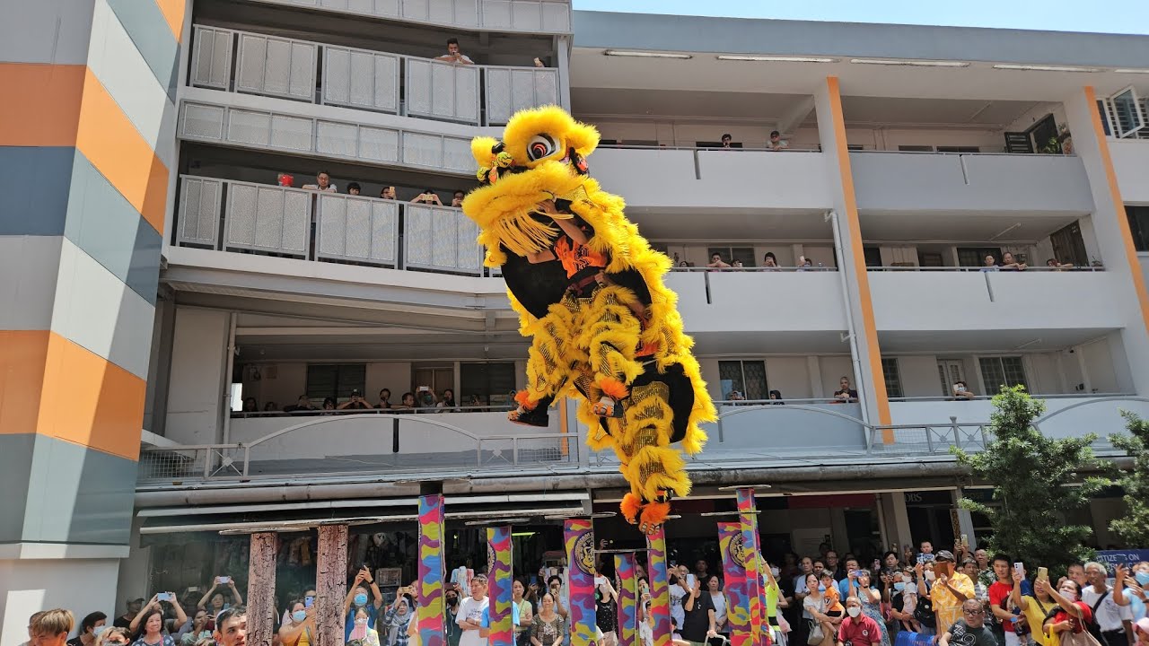 新加坡南仙龍獅體育會 Singapore Nam Sieng Dragon & Lion High Poles Performances at Clementi BLK 448 18/02/24