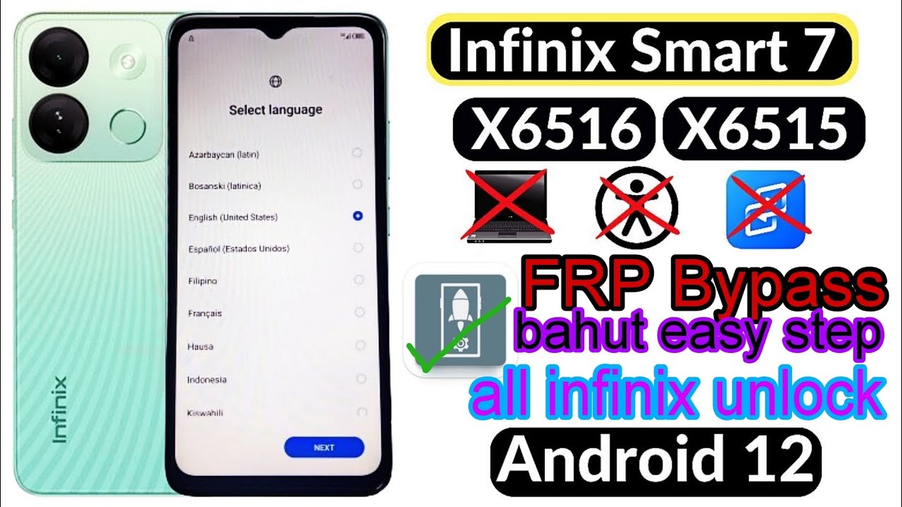Infinix Smart 7 android 11/12 ( X6515 )(x6516 Frp Bypass 2024 Without Pc
