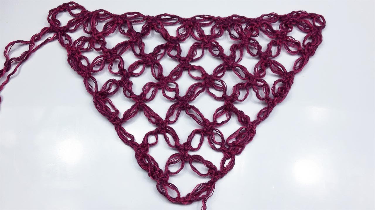 crochet shawl with love stitch detailed tutorial شال كروشيه مثلث صيفي بغرزة الحب شرح مفصل