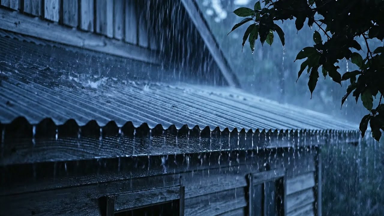 Obtenha Sono Instantâneo em 3 Minutos com Chuva Pesada e Trovão na Casa de Fazenda de Madeira A...