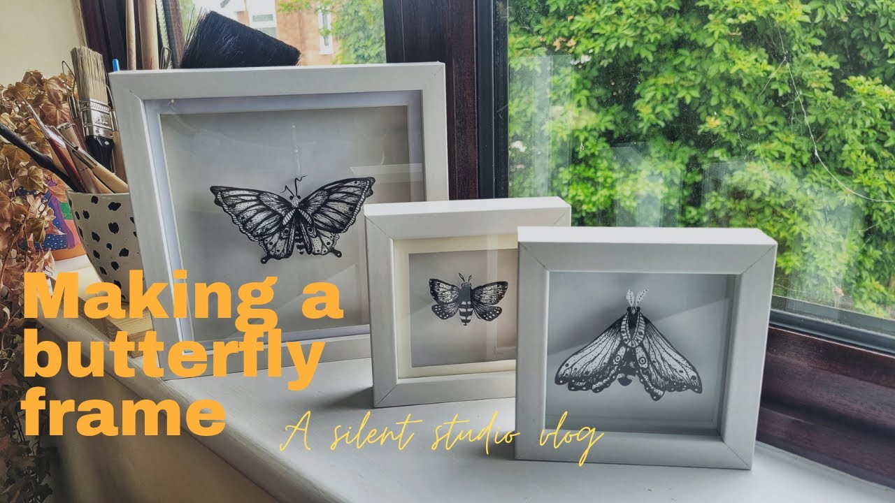 Making my own butterfly frame | Paper Art | No talking | ASMR studio vlog