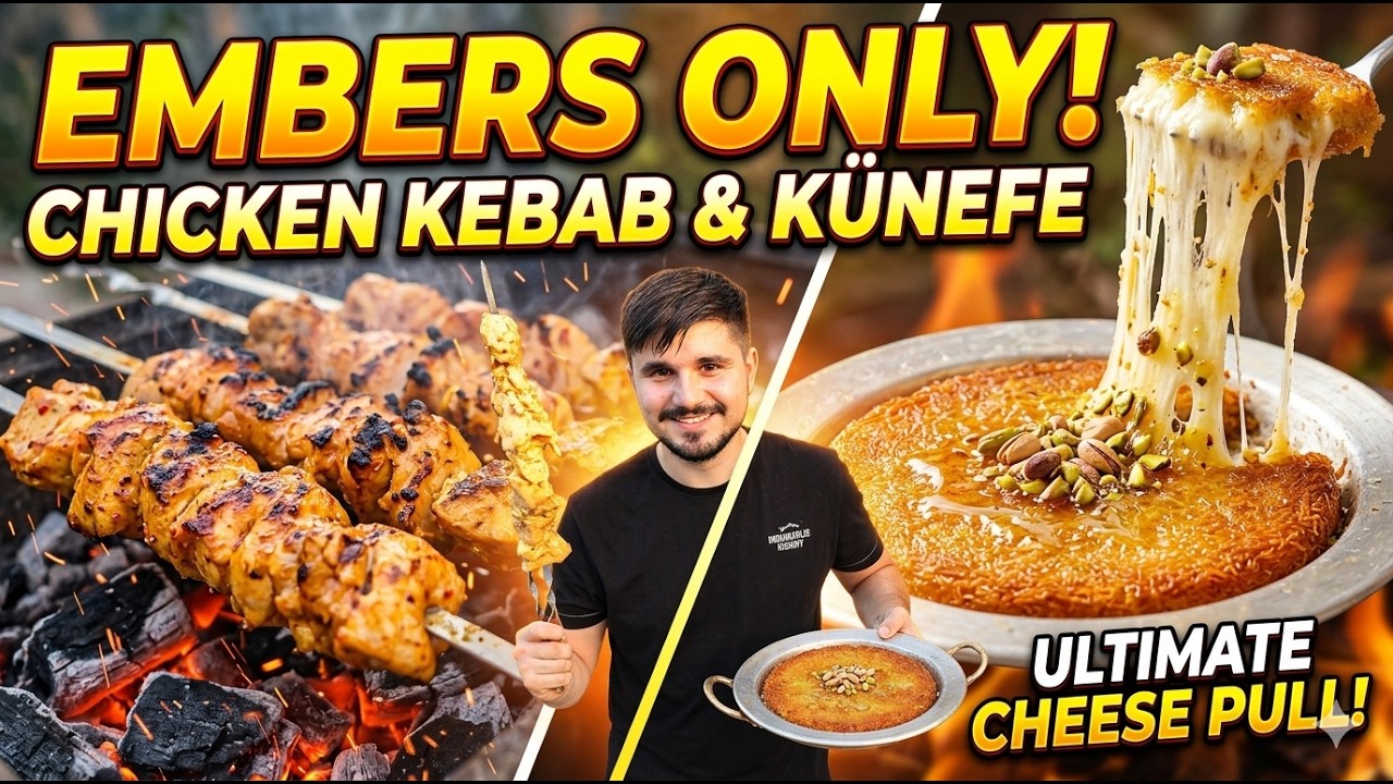 Как Приготовить Куриный Шашлык На Мангале Эпическое куриное кебаб и Кунефе на углях в саду